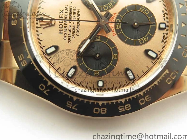 Best Dial ARF Clone Black Gold Rubber Rose On 1:1 Edition Super V2 Daytona 116515 Strap A4130 0225